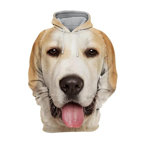 JJCat Männer mit Kapuze Langarm 3D-Druck Hundeserie Labrador-Design Lässige Pullover-Hoodies(M,Gelb) von JJCat