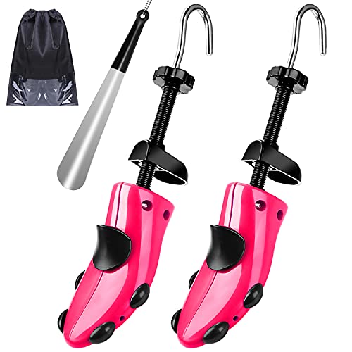 JJDPARTS Schuhspanner Herren und Damen, 4-Wege Schuhdehner, Schuhweiter für Einstellbare Länge und Breite mit Schuhlöffel (Für Damen Schuhe EU Größe 34.5-40, Rose) von JJDPARTS