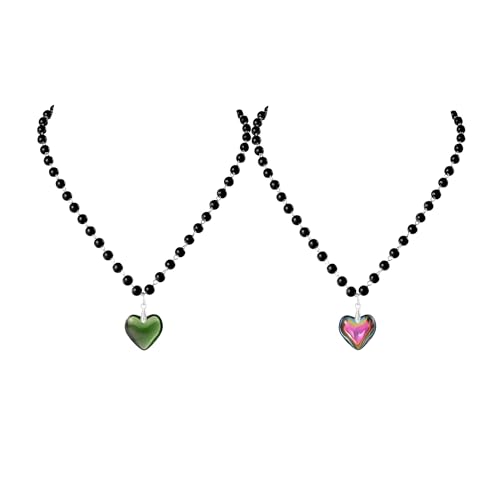 JJDreams 2 Stück Halskette mit Gothic-Anhänger schwarze perlen halskette mit herzanhänger Laser Anhänger für Frauen von JJDreams