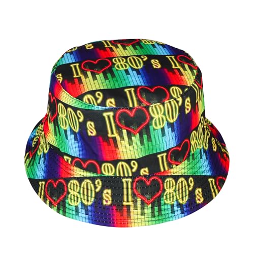 JJDreams 80er FischerhutBucket Hat Retro Faltbar Hip-Hop-Hut für Freizeit oder Sylvester,Karneval Party von JJDreams