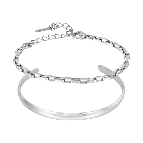 JJDreams Armband Damen mit Box-Armband Armbänder Set Verstellbar Armband Set,Silber von JJDreams