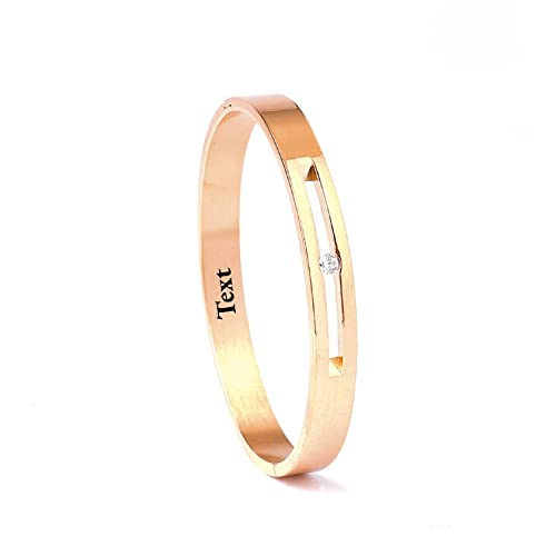 JJDreams Armreif Edelstahl Damen Gravur Armreif Rosegold 8MM Einfache Stil Armspange Geschenk für Damen von JJDreams