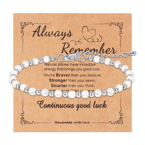 JJDreams Chakra Armband Damen Armband Edelstein Perlen Armbänder Naturstein Armband mit Silberperle Natursteinperlen Damen-Heilende Kristalle Perlenarmband,Weiß von JJDreams