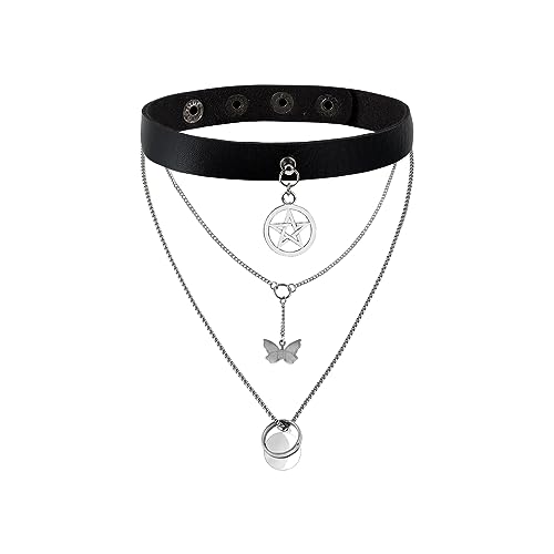 JJDreams Choker Kette Damen Pentagramm Choker Punk Ketten Set Gothic Choker Halsband Y2K Schmuck Set von JJDreams