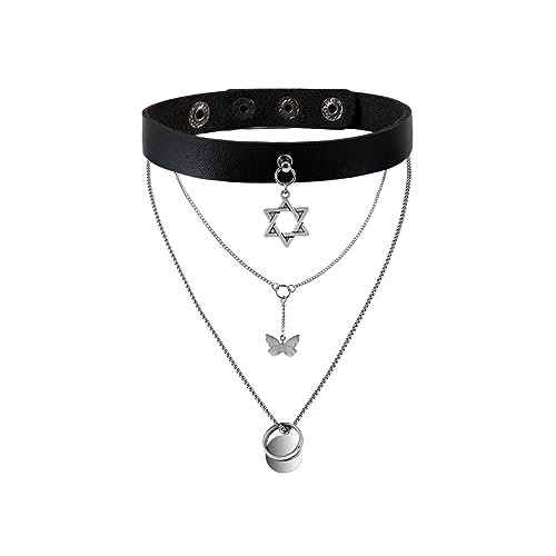 JJDreams Choker Kette Damen Pentagramm Choker Punk Ketten Set Gothic Choker Halsband Y2K Schmuck Set von JJDreams