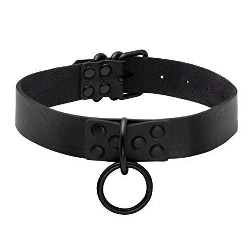 JJDreams 2PCS Choker Halsband Gothic Spike Choker Punk Choker Ring Choker Leder Damen Choker Schwarz von JJDreams