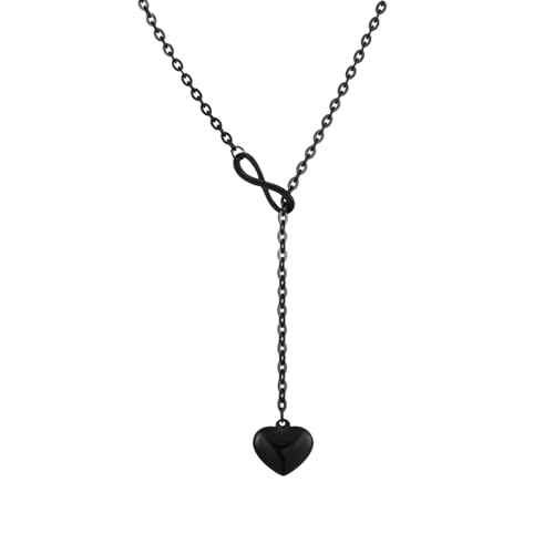 JJDreams Damen Lariat Halskette mit Anhänger Herz Y Kette Schwarze mit Endlose Slip Chain Geschenkidee Für Damen JJDreams Damen Lariat Halskette mit Anhänger Herz Y Kette Schwarze mit Endlose Slip Chain Geschenkidee Für Damen von JJDreams