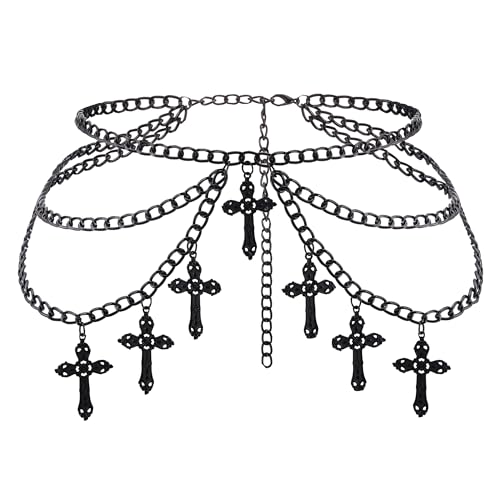 JJDreams Damen Taillenkette Kreuz Gothic Punk Kettengürtel Taille Kette Y2K Bauchschmuck Belly Chain Taillenkettengürtel Körperkette für Kleid Jeans,Schwarz JJDreams Damen Taillenkette Kreuz Gothic Punk Kettengürtel Taille Kette Y2K Bauchschmuck Belly Chain Taillenkettengürtel Körperkette für Kleid Jeans,Schwarz von JJDreams