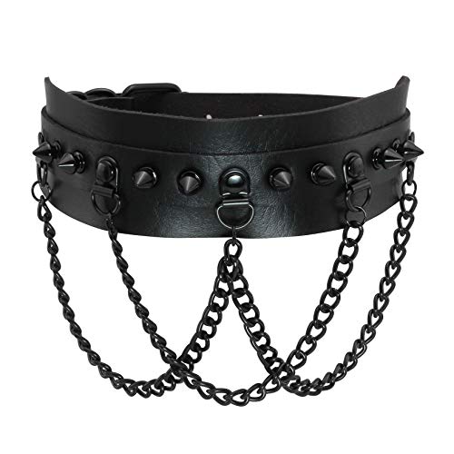 JJDreams Punk Choker Kette Damen Gothic Halsband Leder Nieten Choker Halsband Schwarz Choker Breit JJDreams Punk Choker Kette Damen Gothic Halsband Leder Nieten Choker Halsband Schwarz Choker Breit von JJDreams