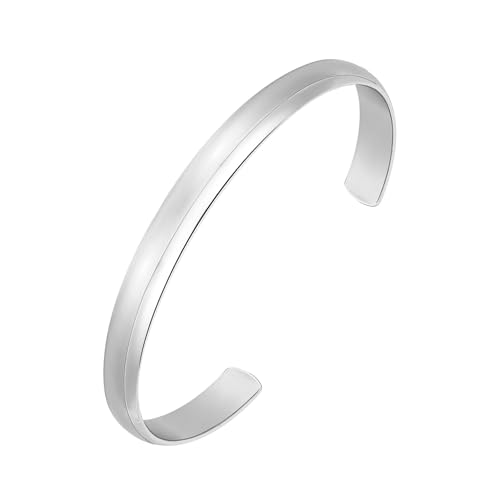 JJDreams Edelstahl Armreif Damen 8mm Offene Armreif Damen Frauen Oval armreif Glatt Armspange,Silber von JJDreams
