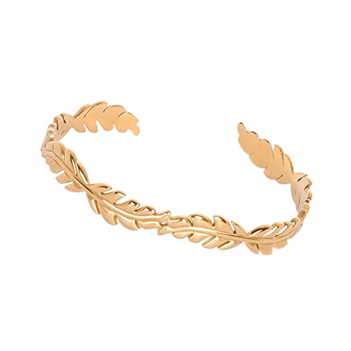 JJDreams Edelstahl Armreif Damen Gold Offener Armspange Armreif Gold Oval Armband Geschenk für Frauen von JJDreams