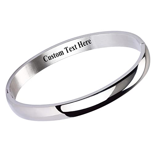 JJDreams Edelstahl Armreif Damen Silber Manschetten Armband simple Gravur Armband mit Verschluss Breit von JJDreams