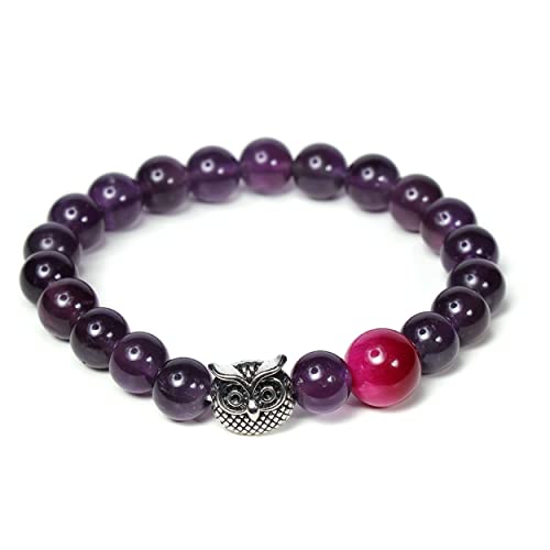 JJDreams Edelstein Armband Natursteine Eule Perlenarmband Damen 8MM Heilsteine von JJDreams