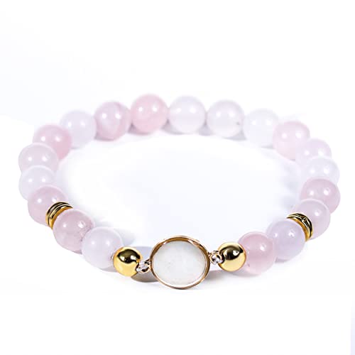 JJDreams Edelsteine Perlenarmband Damen,8MM Armband mit Opal Anhänger,Heilsteine Armbänder Amethyst von JJDreams