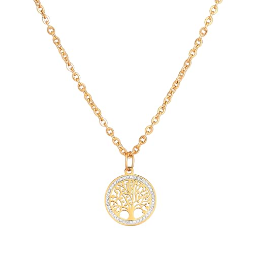 JJDreams Halskette mit Lebensbaum Anhänger Damen Necklace Halskette Edelstahl Kette für Jeden Tag Tragen,Gold JJDreams Halskette mit Lebensbaum Anhänger Damen Necklace Halskette Edelstahl Kette für Jeden Tag Tragen,Gold von JJDreams