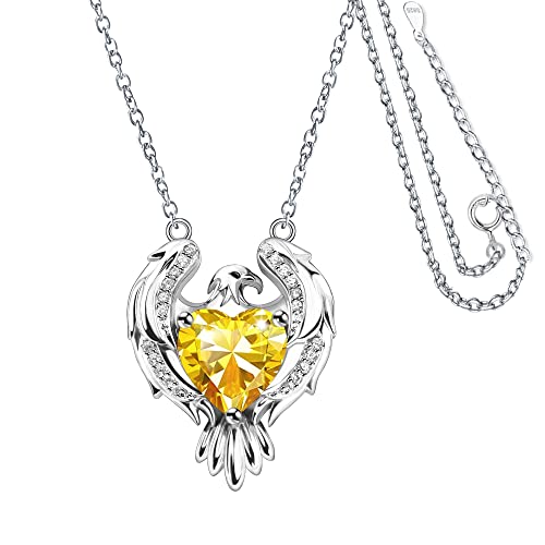 JJDreams Herz Halskette 925 Sterling Silber Damen Adler Anhänger Kette Geburtsstein Halskette Geschenk für Frauen von JJDreams