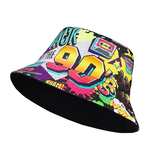 JJDreams Fischhute Damen Herren Bucket Hut Retro 90s Style Unisex Fishing Hatm,Hutumfang 55-58cm von JJDreams