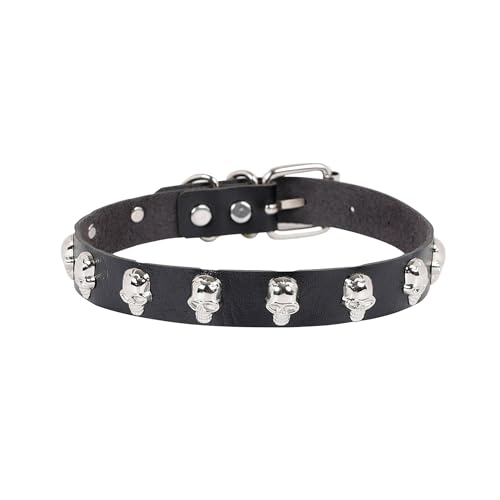 JJDreams Gothic Choker Damen Totenkopf Choker Leder Schwarz Punk Choker Halsband Emo Schmuck von JJDreams