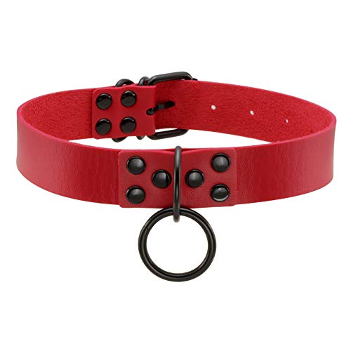 JJDreams Gothic Choker Herz Punk Choker Choker Halsband Schwarz Choker Leder Damen Choker Ring Leder von JJDreams