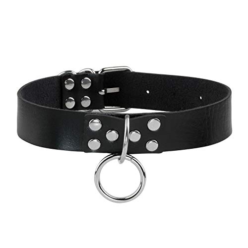 JJDreams Gothic Choker Herz Punk Choker Choker Halsband Schwarz Choker Leder Damen Choker Ring Leder von JJDreams