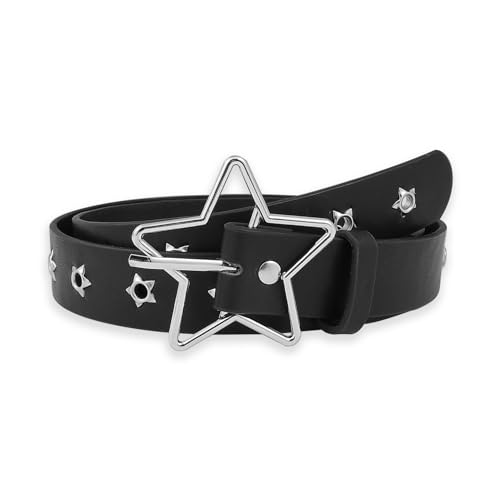 JJDreams Gothic Gürtel Damen mit Star Buckle Punk PU Ledergürtel Gürtel y2k Damen Gürtel Breiter Mode Jeansgürtel von JJDreams