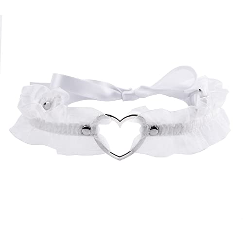 JJDreams Gothic Spitze Choker Damen Herz Choker Halsband Choker mit Schleife Weiß Tattoo Choker von JJDreams