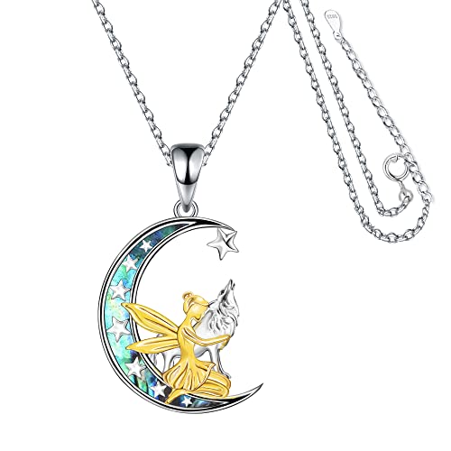 JJDreams Mond Halskette 925 Sterling Silber Damen Kette mit Wolf und Mädchen Anhänger Geschenk für Frauen JJDreams Mond Halskette 925 Sterling Silber Damen Kette mit Wolf und Mädchen Anhänger Geschenk für Frauen von JJDreams