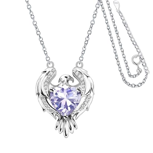 JJDreams Herz Halskette 925 Sterling Silber Damen Adler Anhänger Kette Geburtsstein Halskette Geschenk für Frauen JJDreams Herz Halskette 925 Sterling Silber Damen Adler Anhänger Kette Geburtsstein Halskette Geschenk für Frauen von JJDreams