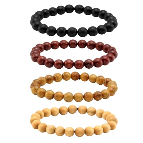 JJDreams Holzperlen Armband Buddha Meditation Armband Herren Lava Rock Armreifen Mala Perlen Armband von JJDreams