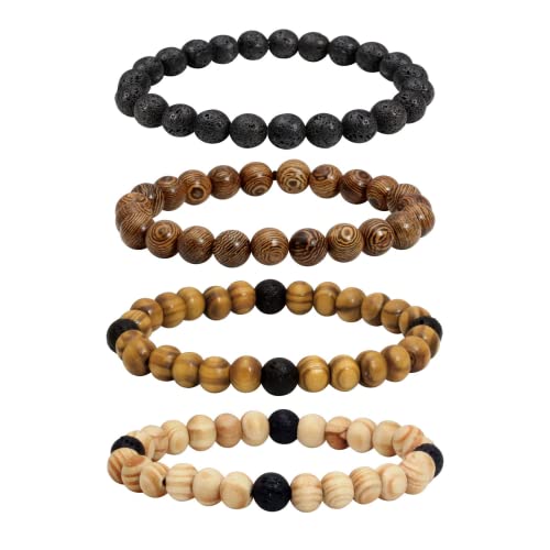 JJDreams Holzperlen Armband Buddha Meditation Armband Herren Lava Rock Armreifen Mala Perlen Armband von JJDreams