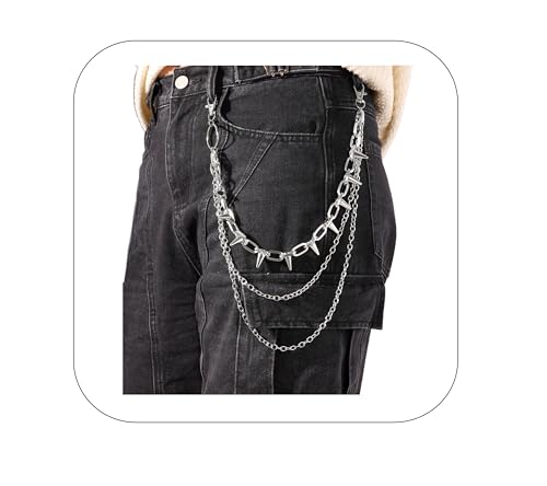 JJDreams Jeans Ketten Retro Drehkette Hosenkette Hip Hop Punk Rock Gothic Chain Jeans Link für Damen und Herren,Silber von JJDreams