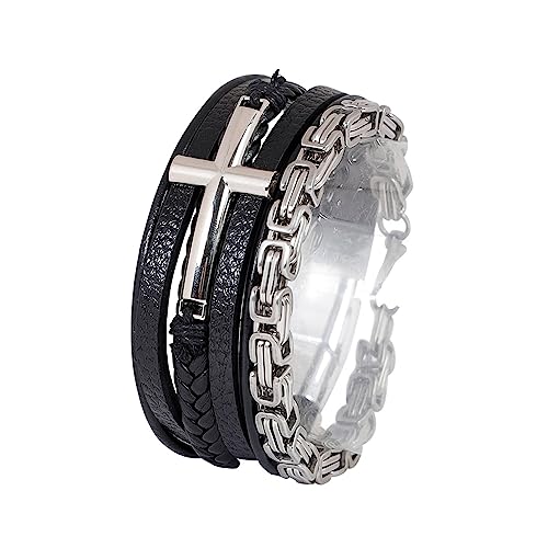 JJDreams Lederarmband Herren Set Konigsrmband Edelstahl Leder Armband mit Verschluss Geschenk für Männer von JJDreams