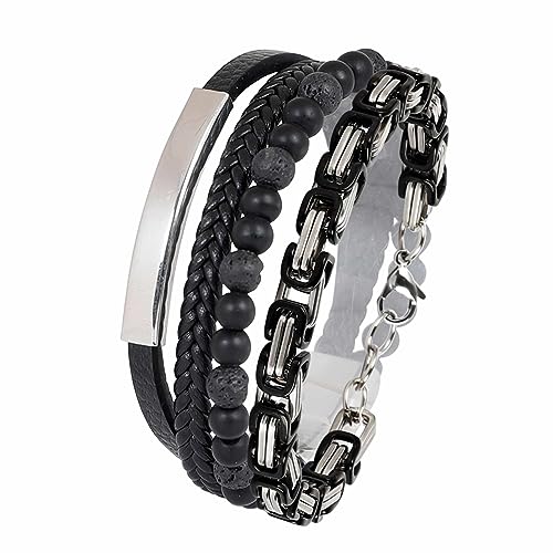 JJDreams Lederarmband Herren Set Konigsrmband Edelstahl Leder Armband mit Verschluss Geschenk für Männer von JJDreams