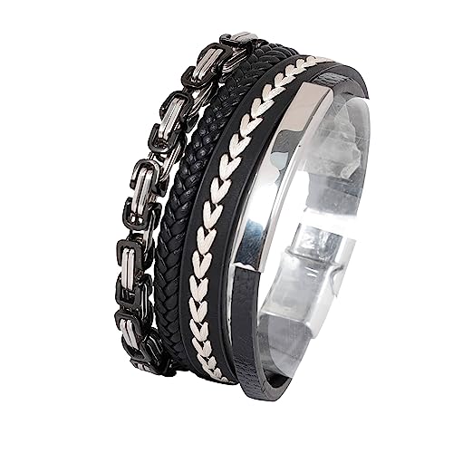 JJDreams Lederarmband Herren Set Konigsrmband Edelstahl Leder Armband mit Verschluss Geschenk für Männer von JJDreams