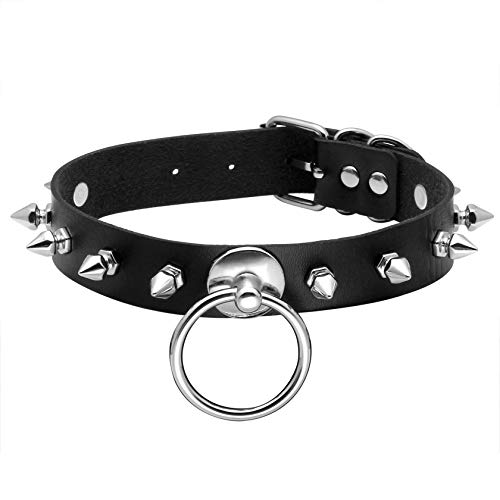 JJDreams Gothic Choker Damen Punk Choker Halsband Emo Ring Choker Schwarz Spikes Choker PU Leder von JJDreams