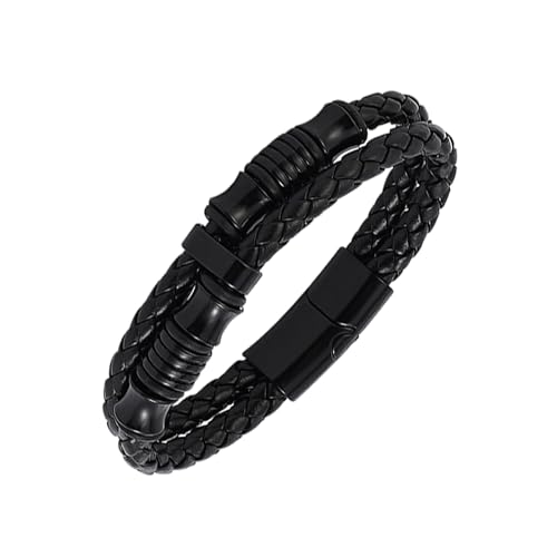 JJDreams Männer lederarmband Geschenk für Ehemann Freund Personalisiertes Lederarmband Herren Schwarz von JJDreams