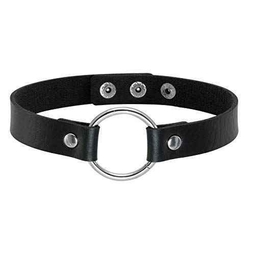 JJDreams O Ring Halsreif Vintage PU Leder verstellbare Punk Rock Kragen Halskette für Frauen von JJDreams