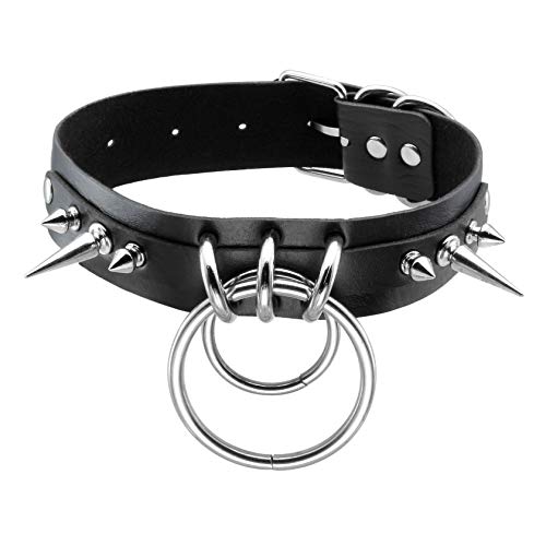 JJDreams Gothic Choker Herz Punk Choker Choker Halsband Schwarz Choker Leder Damen Spike Choker Ring von JJDreams