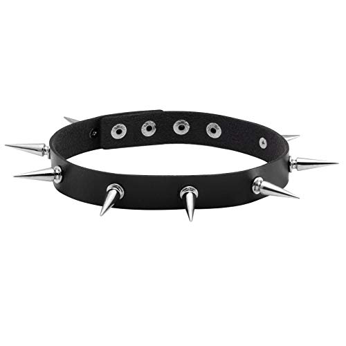 JJDreams Punk PU Lederhalsband schwarz Choker Kragen Damen Spike Nieten Metall Gothic Breit Halskette von JJDreams