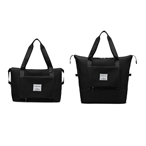 JJDreams Reisentasche Faltbare Weekender Handgepäck Damen Wasserdicht Sporttasche mit Nassfach Schwarz von JJDreams