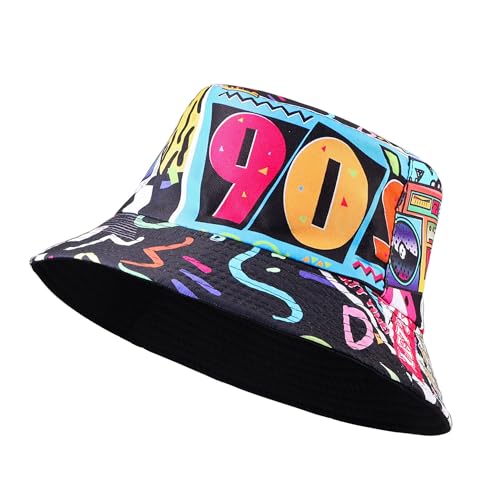 JJDreams Retro 90s Style Unisex Fishing HutDruck Bucket Hut Party Hut Hip Hop Rock Scrawl Fischerhut für Frau Mann von JJDreams