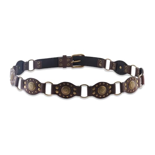 JJDreams Retro Gürtel Damen mit Buckle Punk PU Ledergürtel Y2K Damengürtel Breiter Mode Jeansgürtel,Braun von JJDreams