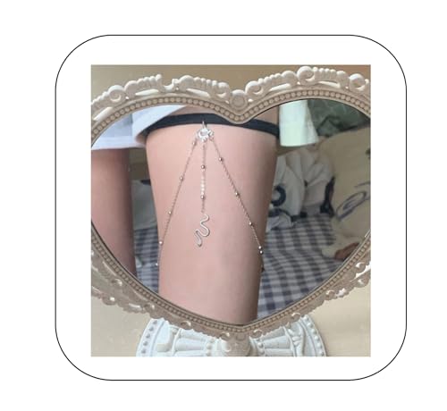 JJDreams Schlange Anhänger Oberschenkelkette Boho Mehrschichtige Beinkette Körperschmuck Zubehör Elastizität Verstellbare Oberschenkelkette für Damen von JJDreams