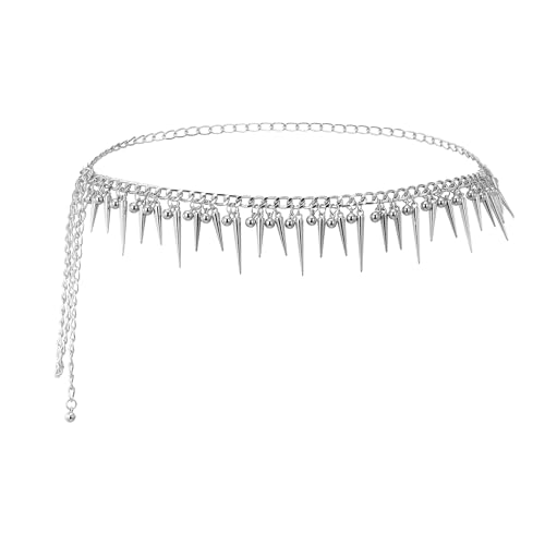 JJDreams Silberne Tropfen-Gürtelkette mit Nietendetail, Elegante Bauchkette für Damen, zu Hochzeit, Party, Abendmode passt von JJDreams