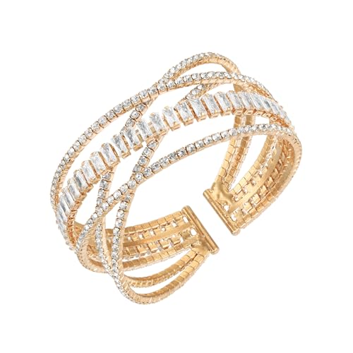 JJDreams Strass-Armband für Frauen,Layered Open Metal Armband,Multilayer Manschettenarmband,Open Bangle,Stilvoll Hand Schmuck,Gold JJDreams Strass-Armband für Frauen,Layered Open Metal Armband,Multilayer Manschettenarmband,Open Bangle,Stilvoll Hand Schmuck,Gold von JJDreams