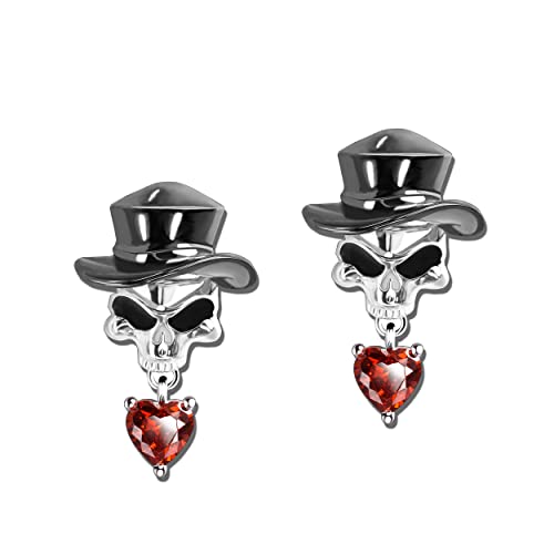 JJDreams Totenkopf Ohrringe 925 Sterling Silber Gothic Ohrringe Damen Schwarz Halloween Geschenk für Frau von JJDreams
