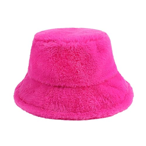 JJDreams Winter-Eimer-Mütze,Cozy Plush Hut für Outdoor-Aktivitäten,Unisex Hut,Rosa von JJDreams