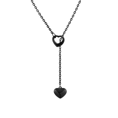 JJDreams Y Lariat Kette Halskette Kette Edelstahl Schwarz Damen Halskette mit Anhänger Herz Geschenk Schmuck für Frauen JJDreams Y Lariat Kette Halskette Kette Edelstahl Schwarz Damen Halskette mit Anhänger Herz Geschenk Schmuck für Frauen von JJDreams