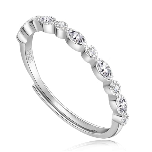 JJDreams Zirkonia Ring 925 Sterling Silber Damen Verstellbare Ring Verlobungsring mit Stein Geschenk für Frauen von JJDreams