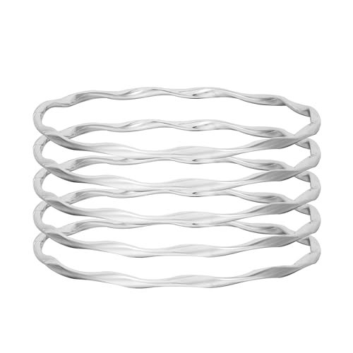 JJDreams5 Stück Silber Plattiert Stacking Bangles, Chunky Armreif, für Jubiläen, Geburtstage oder Besondere Anlässe von JJDreams